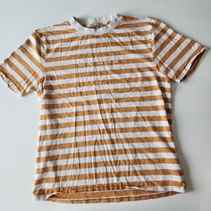 VTG GUESS Shirt Mens Medium Yellow White Stripe Logo Y2K‎ Los Angeles 90s 80s
